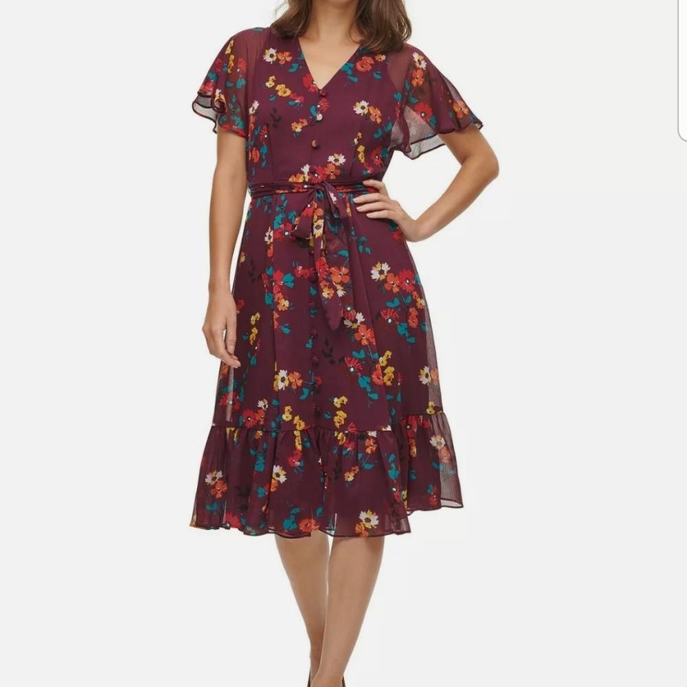 Calvin Klein Flutter Sleeve Dress Size 4